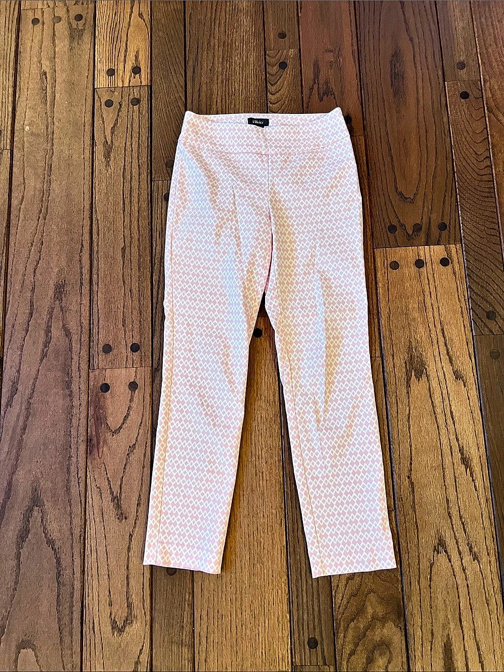 Pure Amici Geometric Straight Leg Pants in Pink & White Size XS